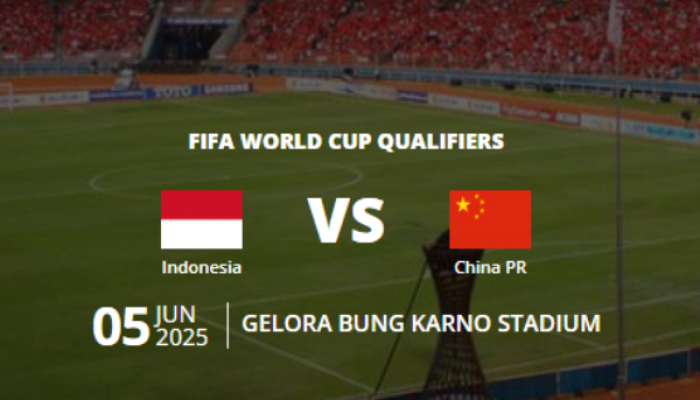 Saksikan Siaran Langsung Indonesia Vs China di Kualifikasi Piala Dunia 2026